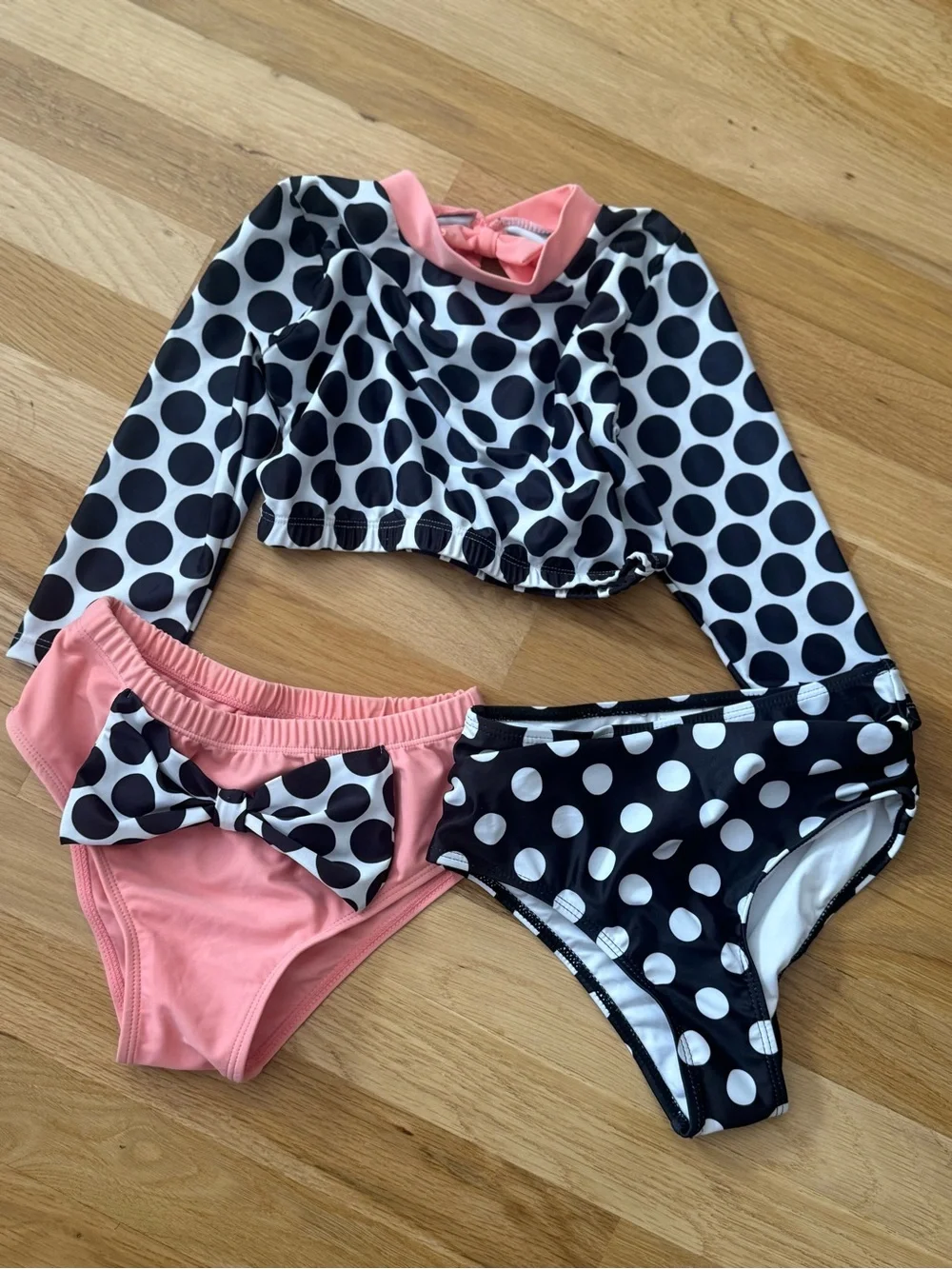 Mia Belle Girls ~Peace and Polka Dots Two Piece Rash Guard Swimsuit /Size 7Y ( 3